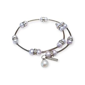 Vantel Pearls "Wisteria" Lavender Wire Wrap Bracelet